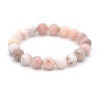 Miracles Minéraux Bracelet perle ronde 10 mm, pierre naturelle, création artisanale française, plus de 40 choix (Opale rose des Andes 10 mm)