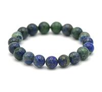 Miracles Minéraux Bracelet perle ronde 10 mm, pierre naturelle, création artisanale française, plus de 40 choix (Azurite-Malachite 10 mm)