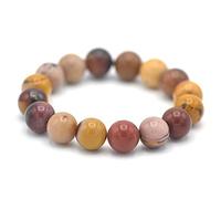 Miracles Minéraux Bracelet perle ronde 12 mm, pierre naturelle, création artisanale française, plus de 40 choix (Jaspe mokaïte 12 mm)