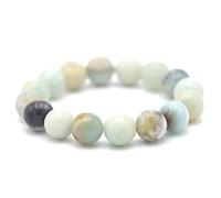 Miracles Minéraux Bracelet perle ronde 12 mm, pierre naturelle, création artisanale française, plus de 40 choix (Amazonite brut 12 mm)