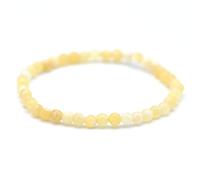 Miracles Minéraux Bracelet perle ronde 4 mm fin et discret, pierre naturelle, création artisanale française, plus de 60 choix (Calcite jaune 4 mm)