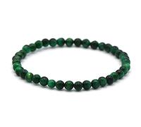 Miracles Minéraux Bracelet perle ronde 4 mm fin et discret, pierre naturelle, création artisanale française, plus de 60 choix (Oeil de tigre vert 4 mm)