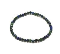 Miracles Minéraux Bracelet perle ronde 4 mm fin et discret, pierre naturelle, création artisanale française, plus de 60 choix (Azurite-malachite 4 mm)