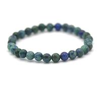 Miracles Minéraux Bracelet perle ronde 6 mm, pierre naturelle, création artisanale française, plus de 60 choix (Azurite-malachite 6 mm)