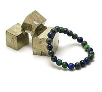 Miracles Minéraux Bracelet perle ronde 8 mm, pierre naturelle, création artisanale française, plus de 80 choix (Azurite-malachite 8 mm)