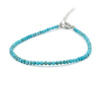 Miracles Minéraux Bracelet perle ronde facettée 2 mm / 4 mm, pierre naturelle, création artisanale française, plus de 50 choix (2 mm acier inox, turquoise reconstitué)