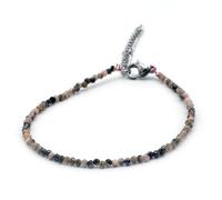 Miracles Minéraux Bracelet perle ronde facettée 2 mm / 4 mm, pierre naturelle, création artisanale française, plus de 50 choix (2 mm acier inox, rhodonite de Madagascar)