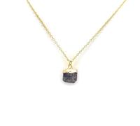 Miracles Minéraux Collier en Perles de Pierre Naturelle avec Chaîne et Fermoir en Acier Inoxydable Doré, 50 cm | création artisanale française (Collier Saki | Saphir bleu brut)