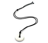 Miracles Minéraux Pendentif Pierre naturelle | Donut Pi chinois| double pointes concentrateur d'énergie (Donut Pi 30 mm cordon réglable de 20-55 cm | howlite)