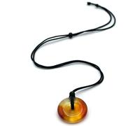 Miracles Minéraux Pendentif Pierre naturelle | Donut Pi chinois| double pointes concentrateur d'énergie (Donut Pi 30 mm cordon réglable de 20-55 cm | Cornaline)