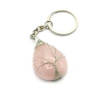 Miracles Minéraux Porte clé Pierre Naturelle arbre de vie| Produit Artisanal| Fabrication française| Bien être| lithothérapie (Goutte d'eau Arbre de Vie |Goutte d'eau Arbre de Vie | quartz rose)