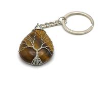 Miracles Minéraux Porte clé Pierre Naturelle arbre de vie| Produit Artisanal| Fabrication française| Bien être| lithothérapie (Goutte d'eau Arbre de Vie| oeil de tigre)