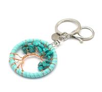 Miracles Minéraux Porte clé Pierre Naturelle arbre de vie| Produit Artisanal| Fabrication française| Bien être| lithothérapie (Arbre de vie | Turquoise)