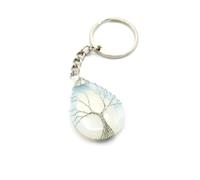 Miracles Minéraux Porte clé Pierre Naturelle arbre de vie| Produit Artisanal| Fabrication française| Bien être| lithothérapie (Goutte d'eau Arbre de Vie| opaline (pierre synthétique))