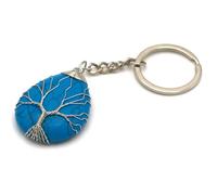 Miracles Minéraux Porte clé Pierre Naturelle arbre de vie| Produit Artisanal| Fabrication française| Bien être| lithothérapie (Goutte d'eau Arbre de Vie| Turquoise (reconstituée))