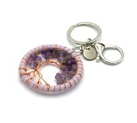 Miracles Minéraux Porte clé Pierre Naturelle arbre de vie| Produit Artisanal| Fabrication française| Bien être| lithothérapie (Arbre de vie | Améthyste)