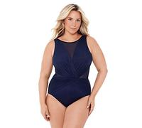 Miraclesuit Maillot de bain une pièce pour femme - Grande taille - Effet gainant - Coupe souple - Col haut - bleu - 6A plus
