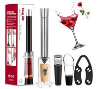 MIRACLEW Wine Opener, Air Pump Cork Remover Wine Bottle Opener Set, Miracle Air Pressure Wine Opener Set, With Bottle Opener, Vacuum Stopper, Wine Pourer, Paper Cutter (Silver)