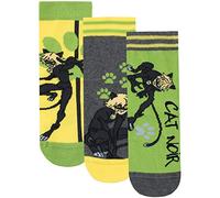 Miraculous - Chaussettes Pack de 3 - Cat Noir - Garçon - Multicolore - EU 37-40 (Taille fabricant UK 4-6)