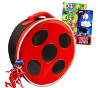 Miraculous Ensemble de boîte à déjeuner Ladybug - Ensemble avec sac à déjeuner isotherme rond Miraculous Ladybug avec autocollants Miraculous Ladybug, tampons et plus encore (Miraculous Ladybug School