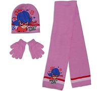 Miraculous Girls Hat Scarf and Gloves Set With Glitter Ladybug - Pink - 6-9 Years