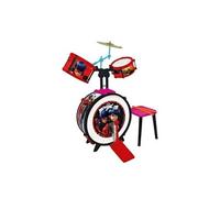 MIRACULOUS/LADYBUG Batterie et tabouret Grosse caisse, deux tambours, bongo, cymbale, baguettes professionnelles