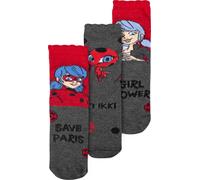 Miraculous Ladybug Chaussettes pour filles Baskets Enfants Chaussettes Gris Rouge (paquet de 3) 31/34