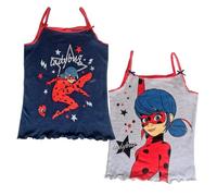 Miraculous Ladybug Débardeur à paillettes pour fille avec ourlet à volants et bretelles, bleu/gris, 5 ans