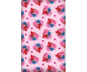 Miraculous Ladybug Drap-housse en 100 % coton Motif cœur rose Motif : Marinette Adrien Cat Paris Tikki Lady Bug Convient pour parure de lit - 90/100 cm x 190/200 cm