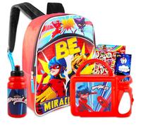 Miraculous Ladybug Ensemble sac à dos et boîte à déjeuner isotherme - Ensemble avec sac d'école Miraculous Ladybug de 40,6 cm, sac à déjeuner, autocollants de super-héros et plus encore (fournitures scolaires Miraculous Ladybug)