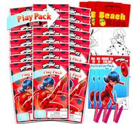 Miraculous Ladybug Lot de 24 mini cadeaux de fête Miraculous Ladybug et Cat Noir avec pages à colorier, autocollants, plus (fournitures de fête d'anniversaire Miraculous Ladybug)