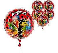 Miraculous Ladybug Lot de 5 ballons de fête en aluminium de 43,2 cm - Célébration, fête d'anniversaire, tout-petits - Chat noir - Fournitures de fête - Sous licence officielle