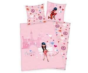 Miraculous Ladybug Love Paris Parure de lit en flanelle pour fille Rose