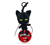 Miraculous Ladybug - Plagg - Kwami en Taille réelle (12 cm) - Jouet en Peluche à Collectionner - Peluche très Douce, avec Yeux brodés à Paillettes et Porte-clés/Attache Sac à Dos (Wyncor)