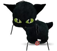 Miraculous Ladybug - Plagg - Oreiller en Peluche de 40cm - Jouet en Peluche Extra Douce - pour Enfants - avec Une Grande Poche secrète à Fermeture éclair à l'arrière (Wyncor)