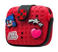 Miraculous Ladybug - Pop n' Swop - Sac à Main pour Enfants, avec 4 Badges à Clipser, Anse et Fermeture éclair, Sac léger, Durable et imperméable (Rouge - Ladybug)