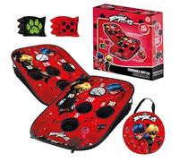 Miraculous Officiel - Cornhole Battle Ladybug & Chat Noir - Léger et Pliable en Toile 90×60 cm - 2 Boards + 8 Sacs + Housse de Transport - Jeu Extérieur Enfant Adulte - Original Corner