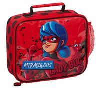 Miraculous Sac à déjeuner pour filles - Boîte à déjeuner isotherme avec paillettes mobiles - Sac à déjeuner isotherme avec porte-boisson - Rouge, Rouge, Taille unique, Boîte à lunch