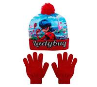 Miraculous Set Chapeau et Gants Hivernal Casquette Fille Lady Bug 1279 - Rouge, 54