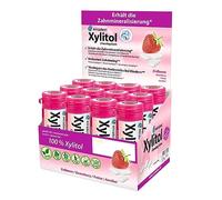 miradent Chewing-gum dentaire au xylitol Fraise | 12 pcs | goût fruité | sans sucre | vegan | prévient les caries | idéal à emporter
