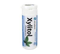 miradent Chewing-gum dentaire au xylitol Menthe poivrée | 12 pcs | goût frais | sans sucre | vegan | préventif caries | pratique à emporter