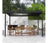 MIRADOR Pergola Bioclimatique 80S 3x4m Lames Orientables pour Terrasse, Extérieur et Cours, Acier Anthracite