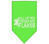 Mirage All My Friends are Flakes Bandana sérigraphié pour Animaux de Compagnie Vert Citron Taille L