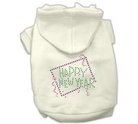 Mirage Pet Products Sweat à Capuche Happy New Year à Strass 30,5 cm, Taille M, crème