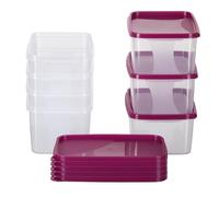 MiraHome Boîte de rangement pour aliments zer Conteneur 1,3 L Rectangulaire Haute 18 x 12 x 8,5 cm Lot de 8 Rose Qualité autrichienne