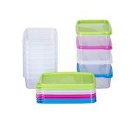 MiraHome Boîtes de congélation rectangulaires multicolores de 12 x 0,5 l - Avec couvercle hermétique - Boîtes de conservation transparentes avec couvercle - Boîte de rangement de cuisine pour Mealprep