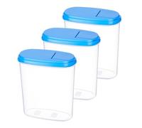 MiraHome Lot de 3 boîtes en vrac pour céréales, 2 l, bleues, avec couvercle hermétique, boîtes de conservation avec couvercle, boîte de rangement de cuisine, pour Mealprep et organisation