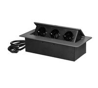 Miratic Bloc Prise Encastrable Plan de Travail avec Bord Plat et 3 Prises Schuko Multiprise Bureau adaptée à la Norme Allemande Bloc Prise Escamotable (Schuko) (Graphite)