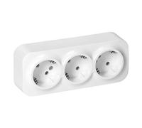 Miratic Bloc Prise Murale 3 x 2P+T Schuko 16A / 230VAC IP20 Version Allemande Prise en Saillie pour Montage Mural en Interieur Prises électriques Standard Murales avec Finition Brillante