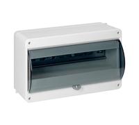 MIRATIC Coffret Electrique en Saillie IP40 Tableau Electrique 1 Rangée avec Porte Fumée Boîtier Modulaire Blanc pour Disjoncteurs Fusibles Inclus Bornier N et PE (12 modules)